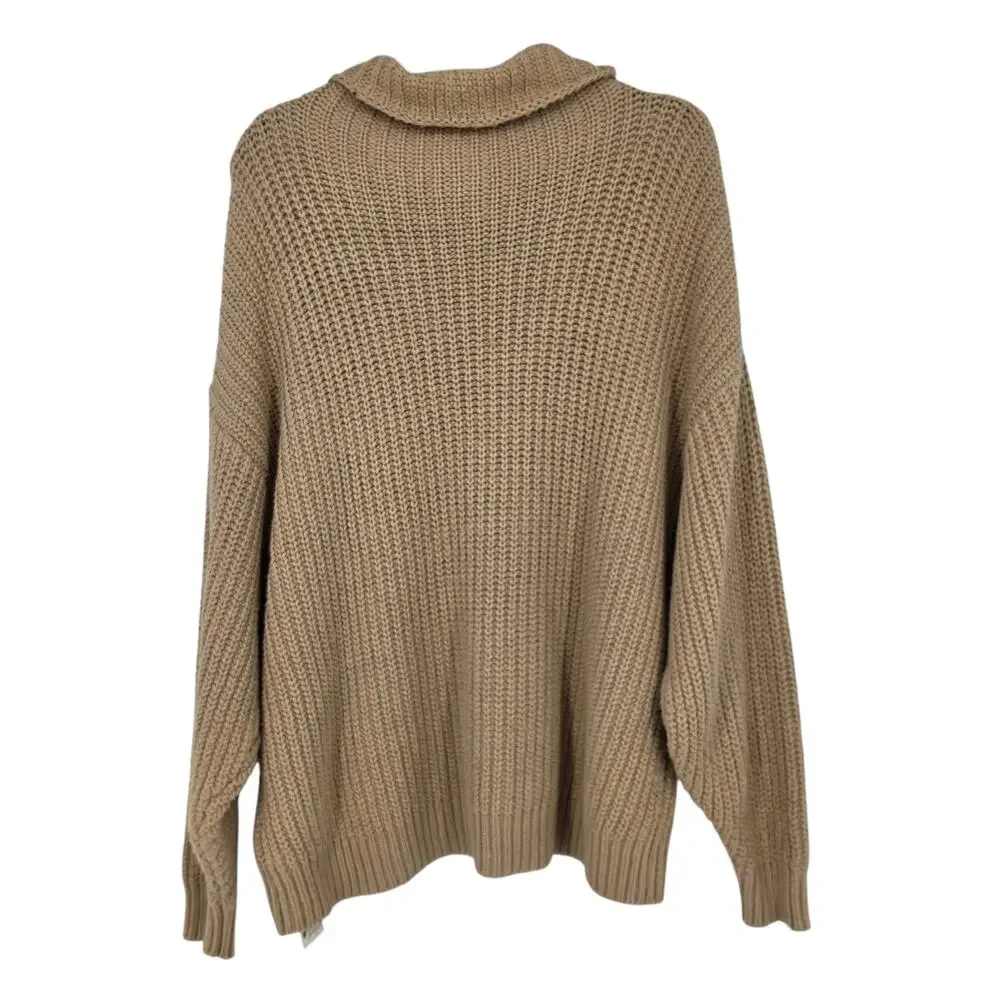 NWT Free People Gilded Beige Swim Too Deep Oversized Turtleneck Sweater Size XS
